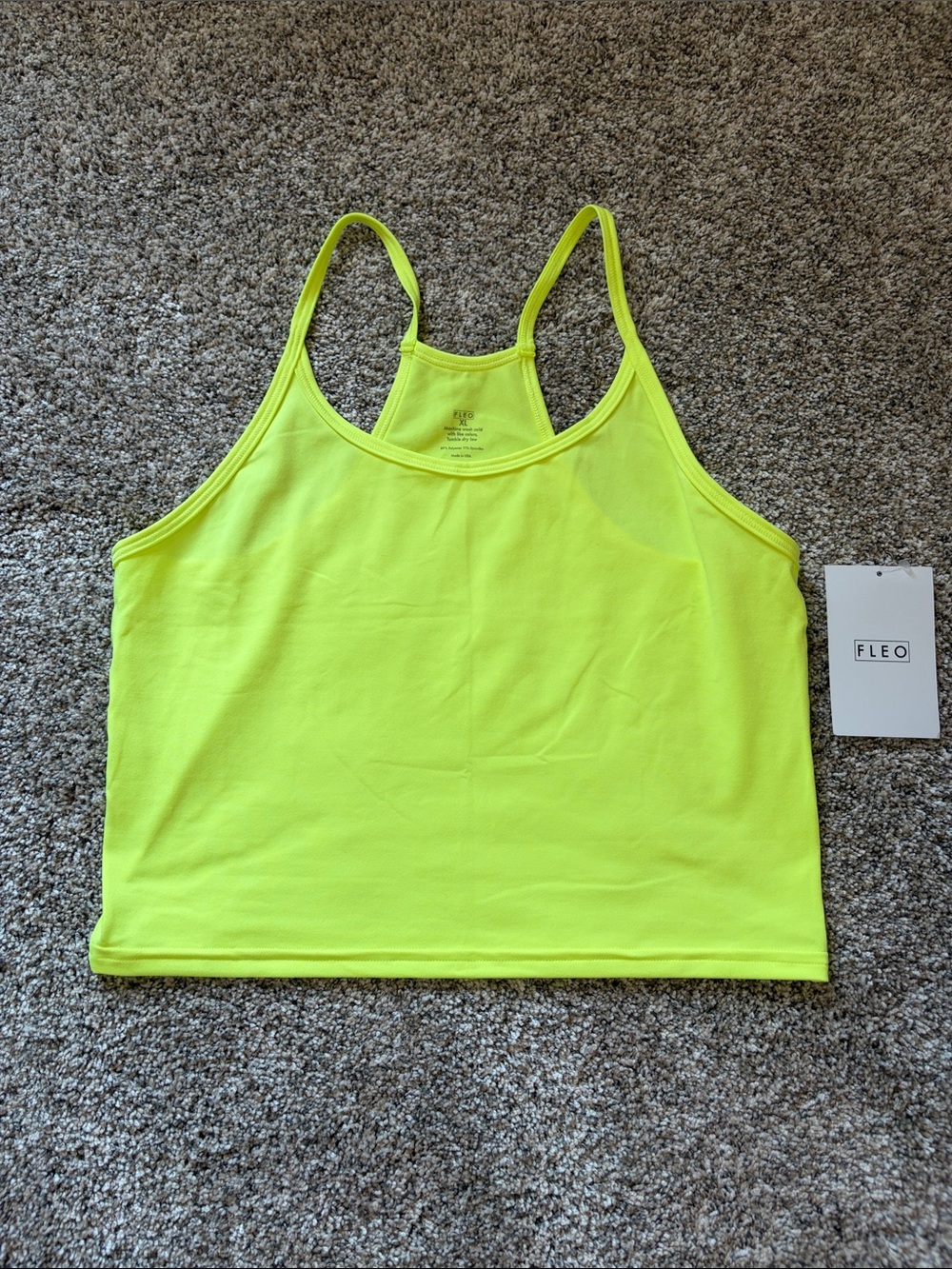 Fleo Neon Lime Cropped Strappy Tank